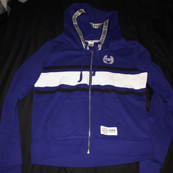 PINK Victoria's Secret Tops - Pink size large zip up hoodie. Washed, never worn!